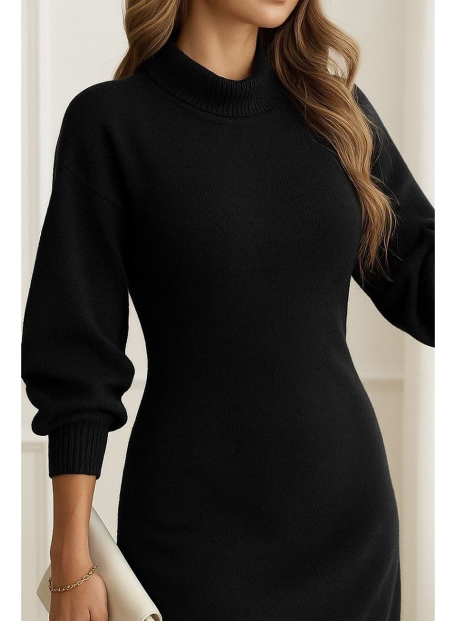 Kadın Uzun Kollu Balıkçı Yaka şardonlu Kaşkorse Elbise