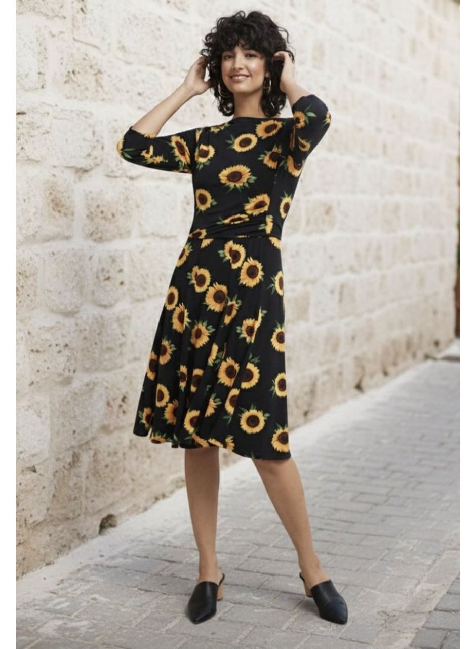 Kadın Fakir Kol Bisiklet Yaka Midi Mikro Elbise