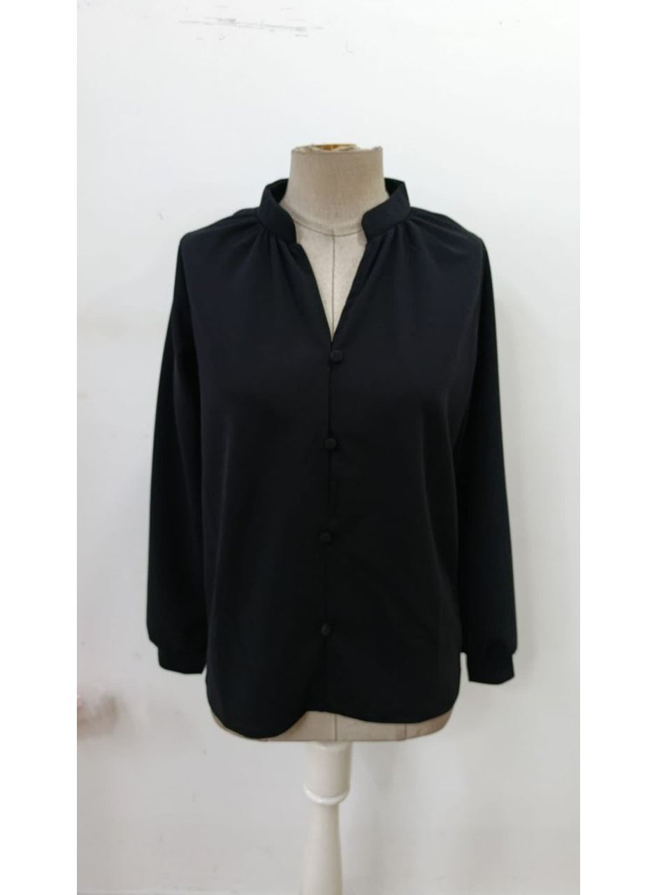 Kadın Uzun Kollu önden Düğmeli Hakim Yaka Ithal Krep Bluz