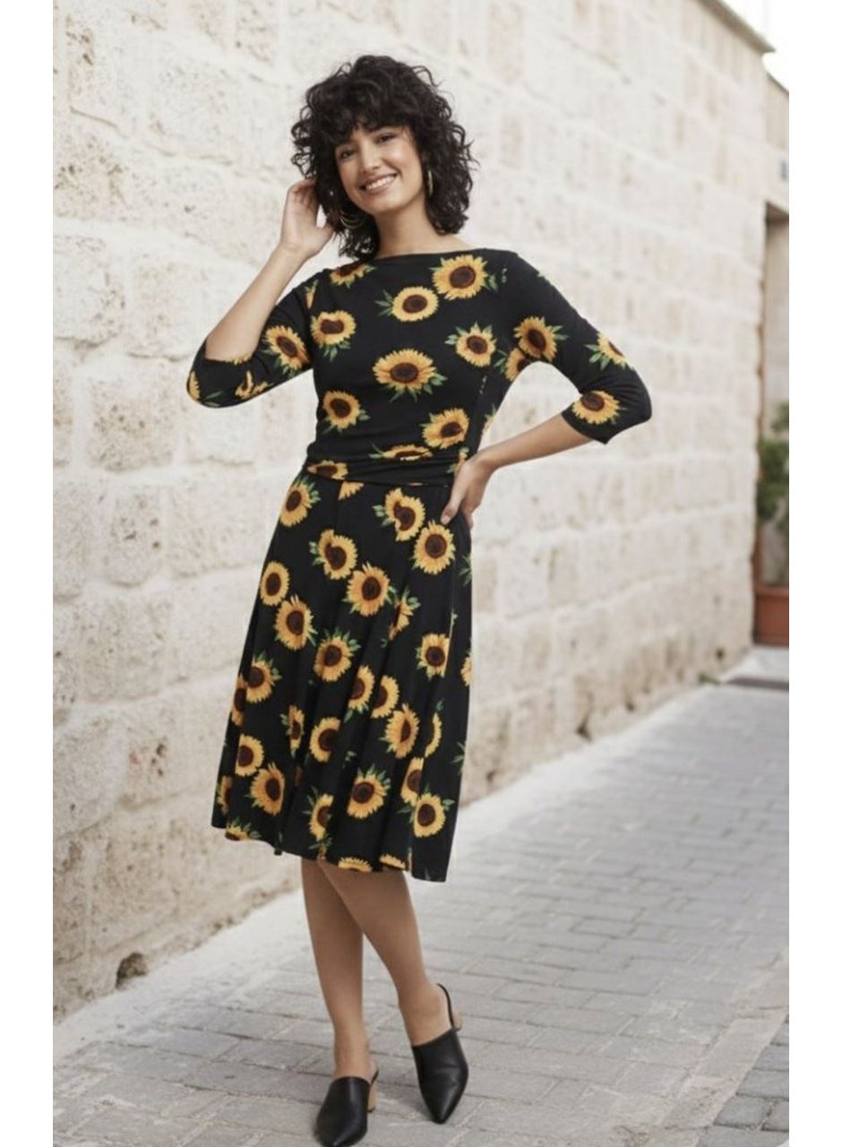 Kadın Fakir Kol Bisiklet Yaka Midi Mikro Elbise