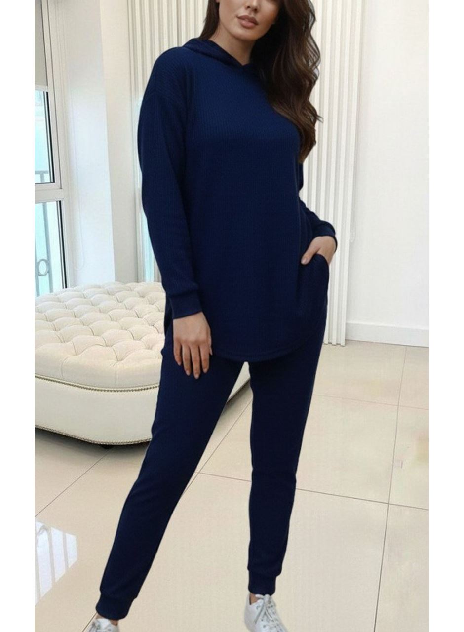 Kadın Uzun Kollu Kapşonlu Meloni Bluz Ve Pantolon Ikili Takım