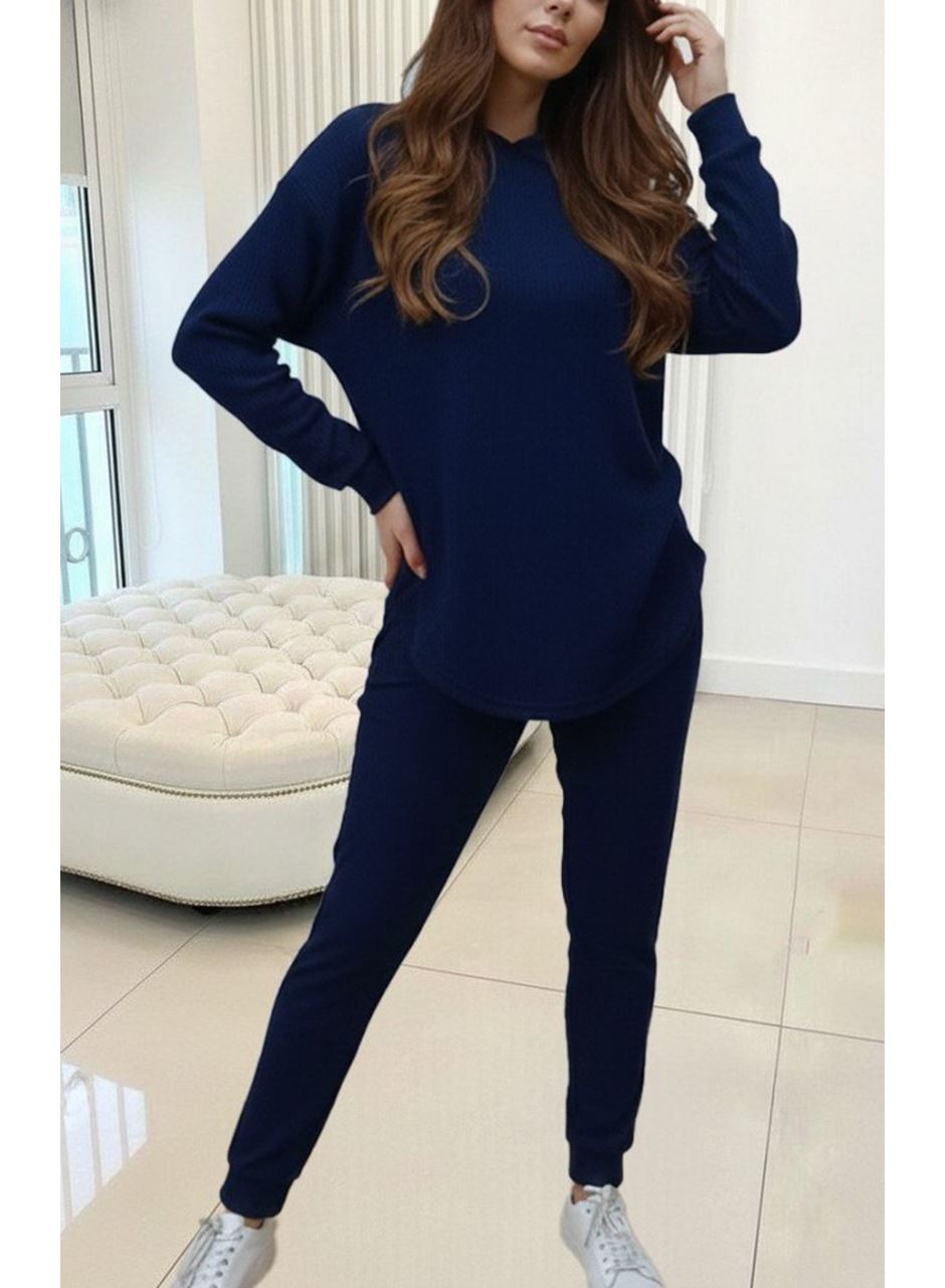 Kadın Uzun Kollu Kapşonlu Meloni Bluz Ve Pantolon Ikili Takım