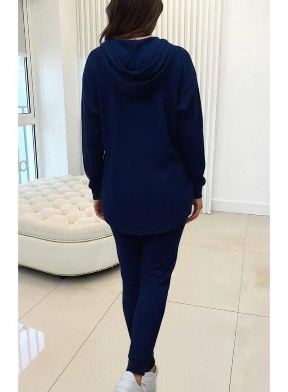 Kadın Uzun Kollu Kapşonlu Meloni Bluz Ve Pantolon Ikili Takım