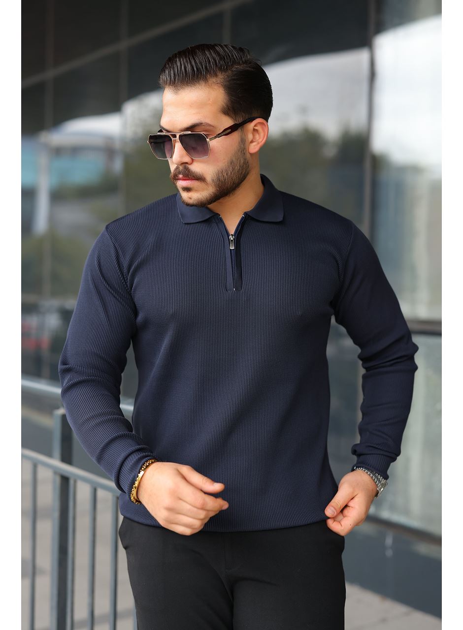 Erkek Selanik örme Yakalı Uzun Kollu Triko