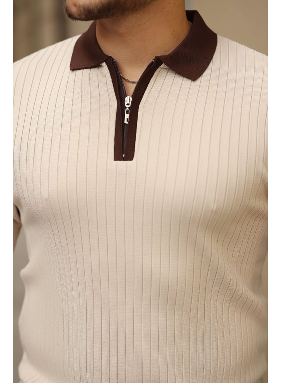 Erkek Kol Ve Yaka Detaylı Uzun Kollu Triko