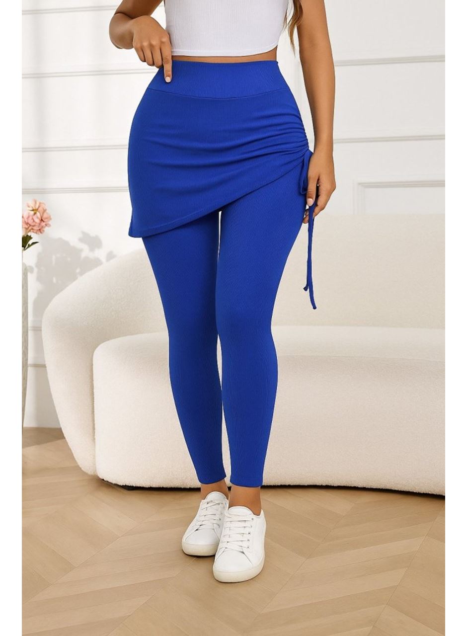 Kadın Yüksek Bel Yandan Büzgülü Alttan Uzun Kaşkorse Tayt Etek