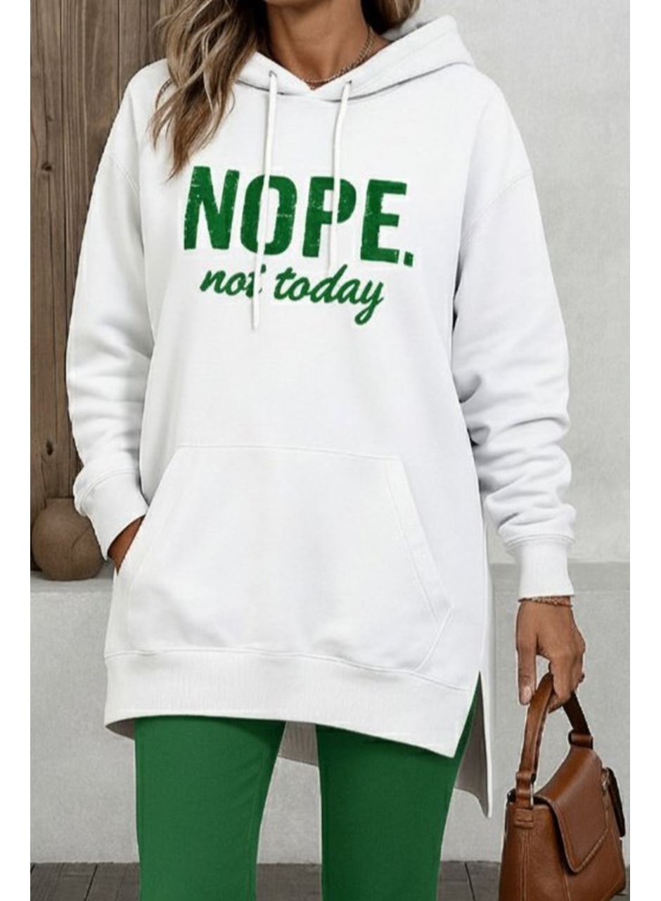 Kadın Uzun Kollu Kapşonlu Bağcıklı Viskon Iki Iplik Sweat