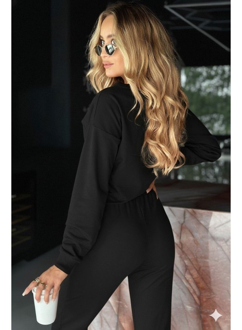 Kadın Uzun Kollu V Yakalı Viskon Iki Iplik Bluz Ve Pantolon Ikili Takım