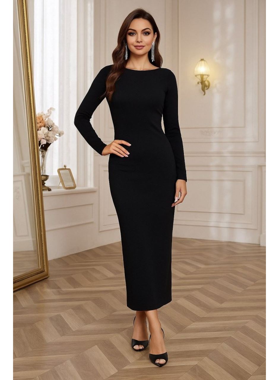 Kadın Uzun Kollu Yuvarlak Yaka Akrilik Elbise