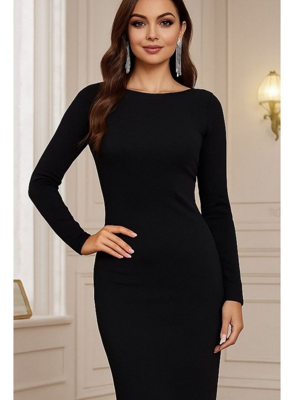 Kadın Uzun Kollu Yuvarlak Yaka Akrilik Elbise