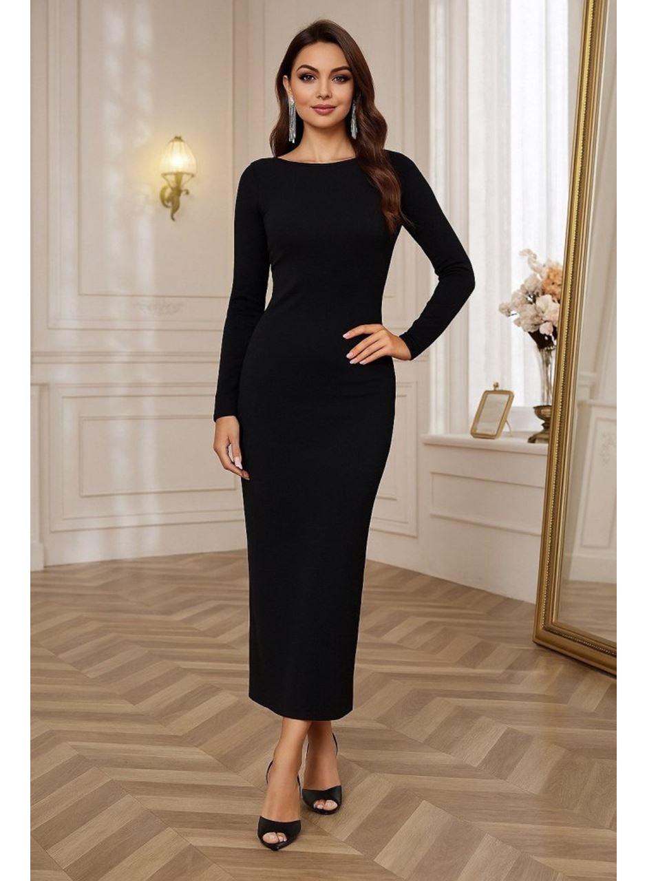 Kadın Uzun Kollu Yuvarlak Yaka Akrilik Elbise