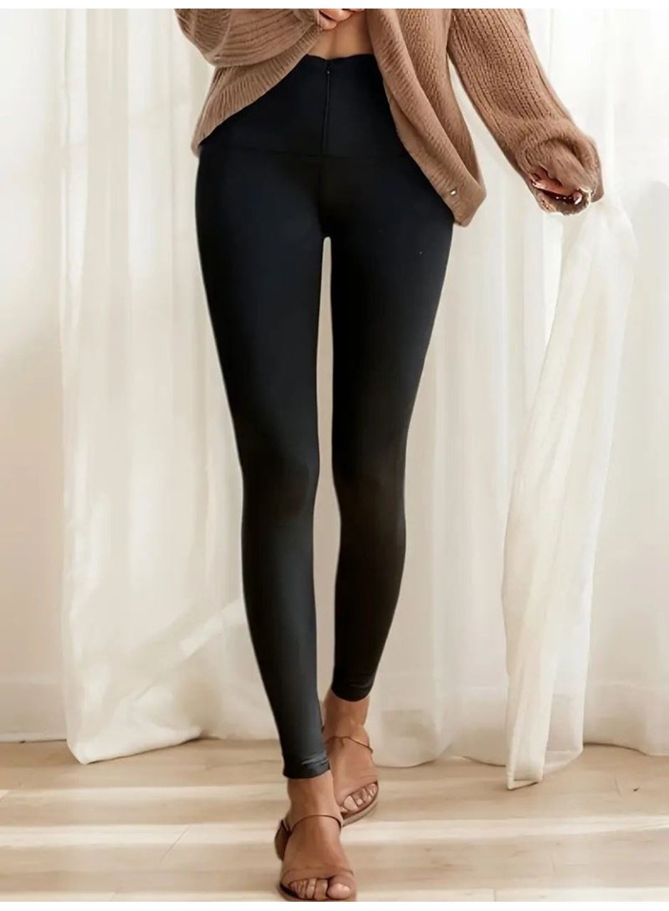 Kadın Yüksek Bel önden Fermuarlı Dalgıç Tayt