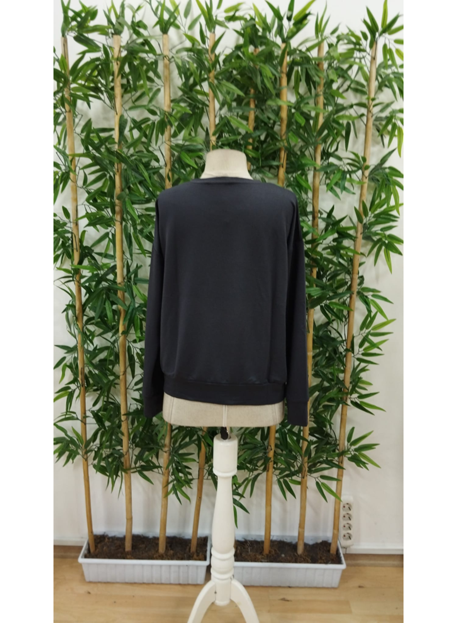 Kadın Uzun Kollu Bisiklet Yaka Viskon Iki Iplik Bluz