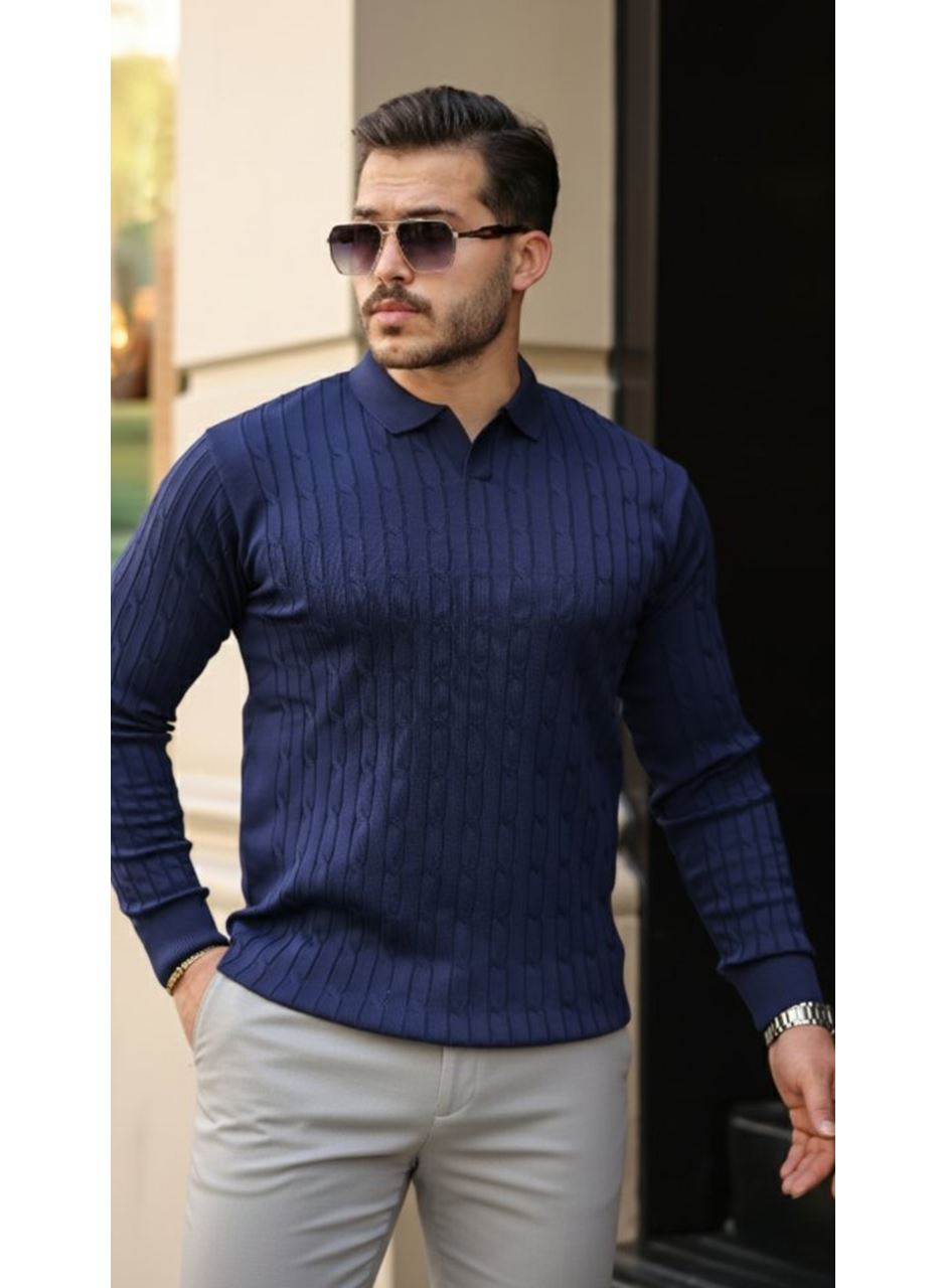 Erkek Saç örgü Desenli Uzun Kollu Triko