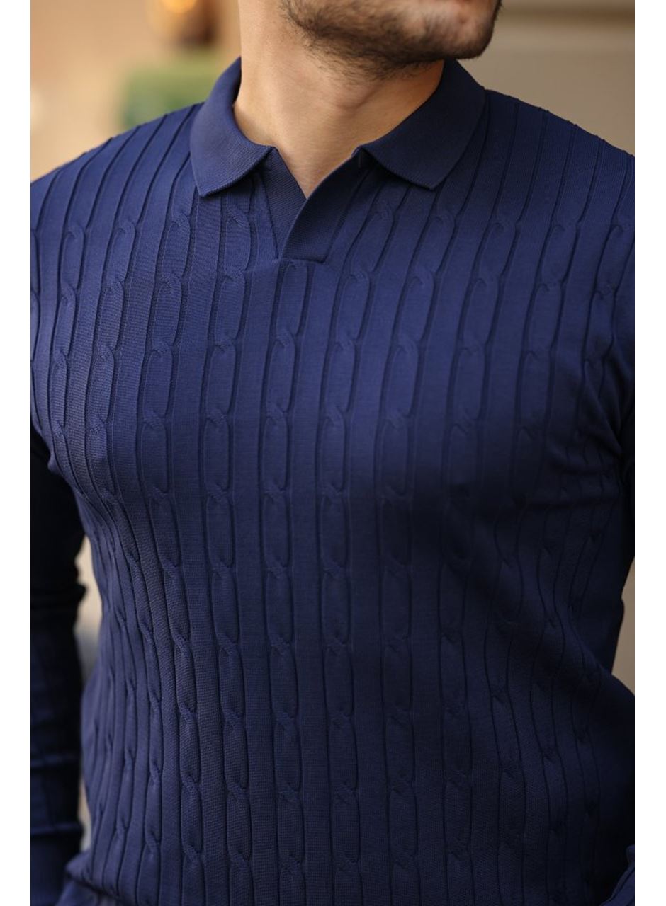 Erkek Saç örgü Desenli Uzun Kollu Triko