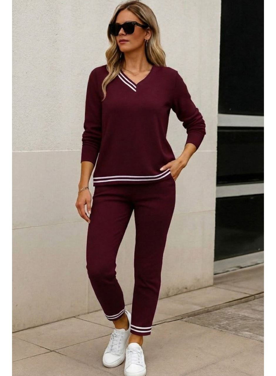 Kadın Uzun Kollu Ribana Detay Viskon Iki Iplik Ikili Takım