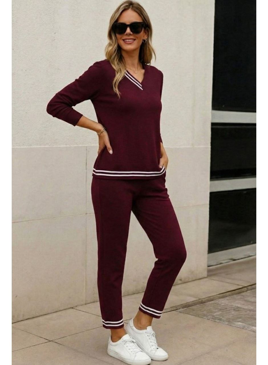 Kadın Uzun Kollu Ribana Detay Viskon Iki Iplik Ikili Takım