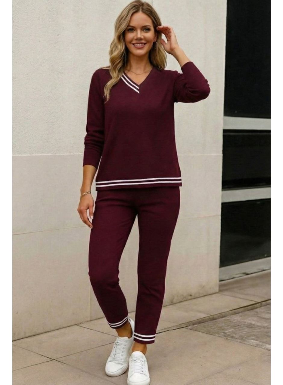 Kadın Uzun Kollu Ribana Detay Viskon Iki Iplik Ikili Takım