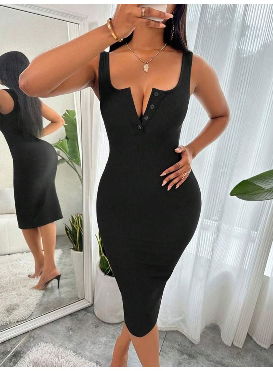 Kadın Askılı önü Düğmeli Midi Kaşkorse Elbise