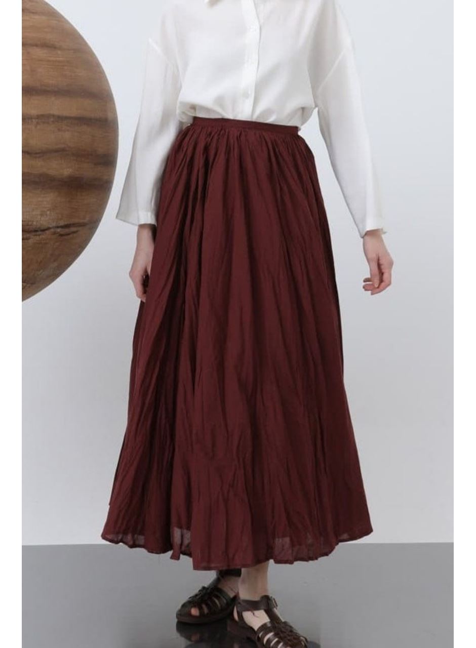 Kadın Yüksek Bel Arkadan Fermuarlı Kırışık Geniş Kesimli Vural Etek