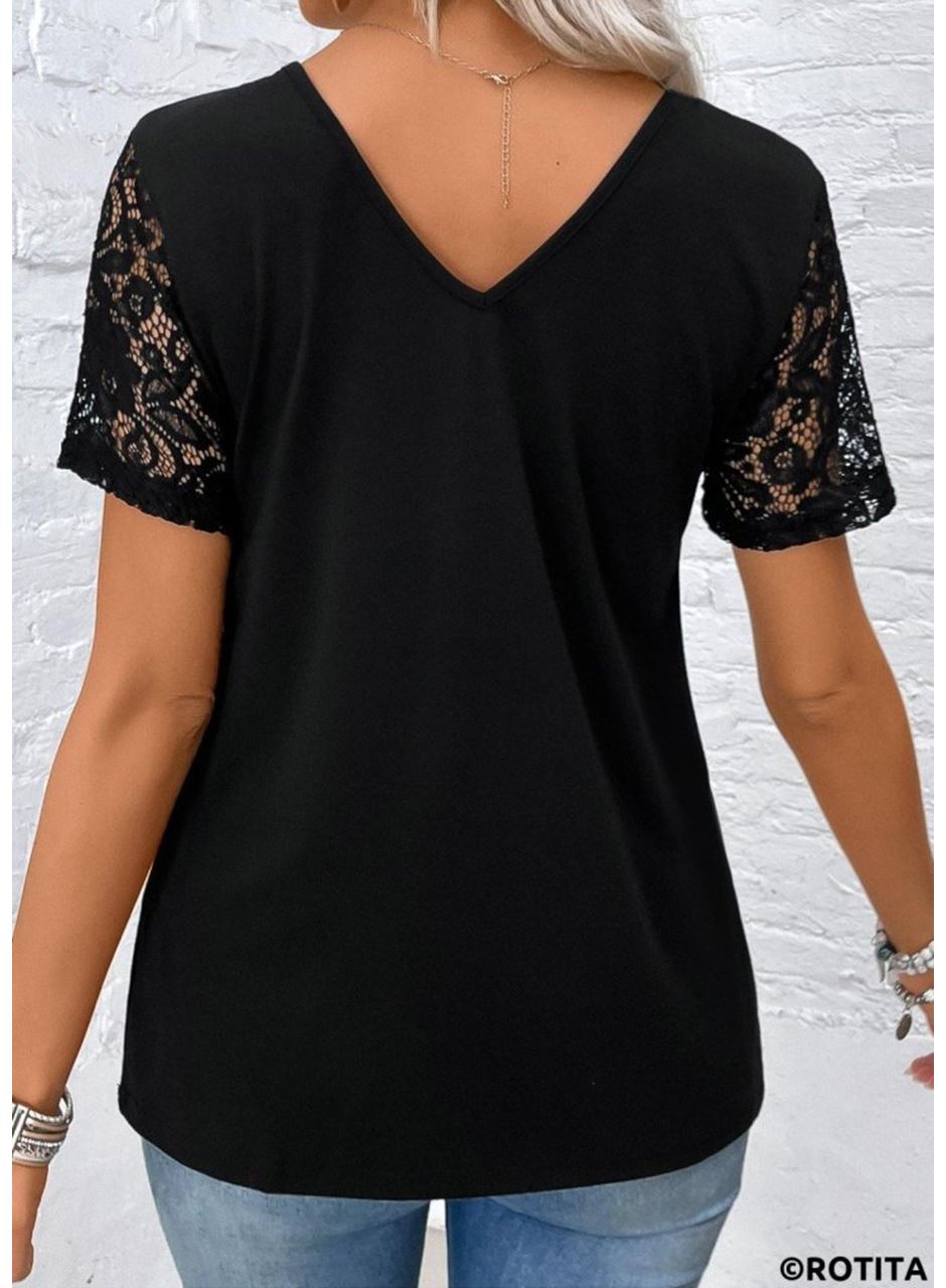 Kadın Kısa Kollu V Yakalı önden Düğmeli Viskon Bluz