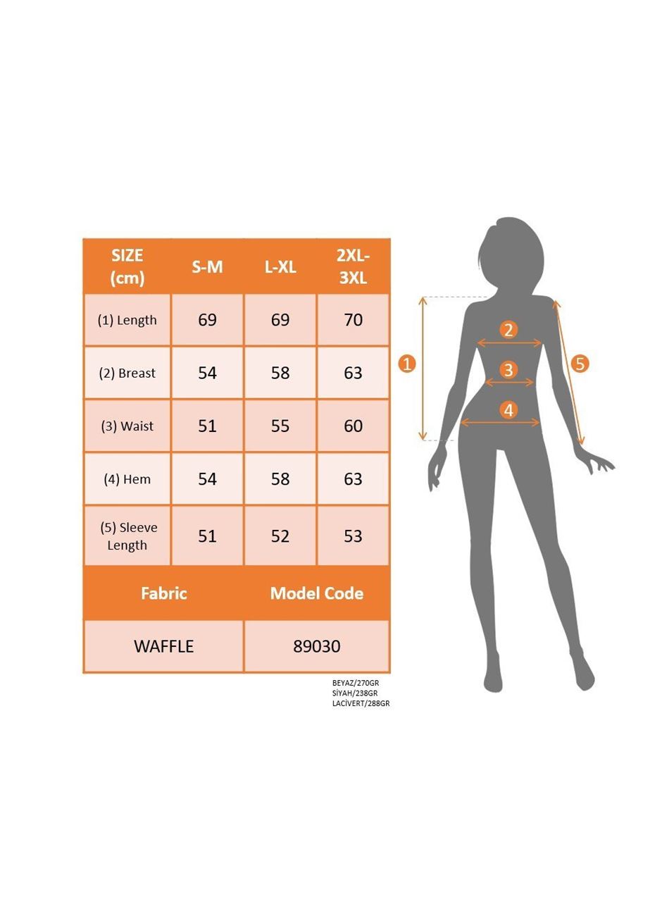 Kadın Uzun Kollu V Yakalı Waffle Bluz