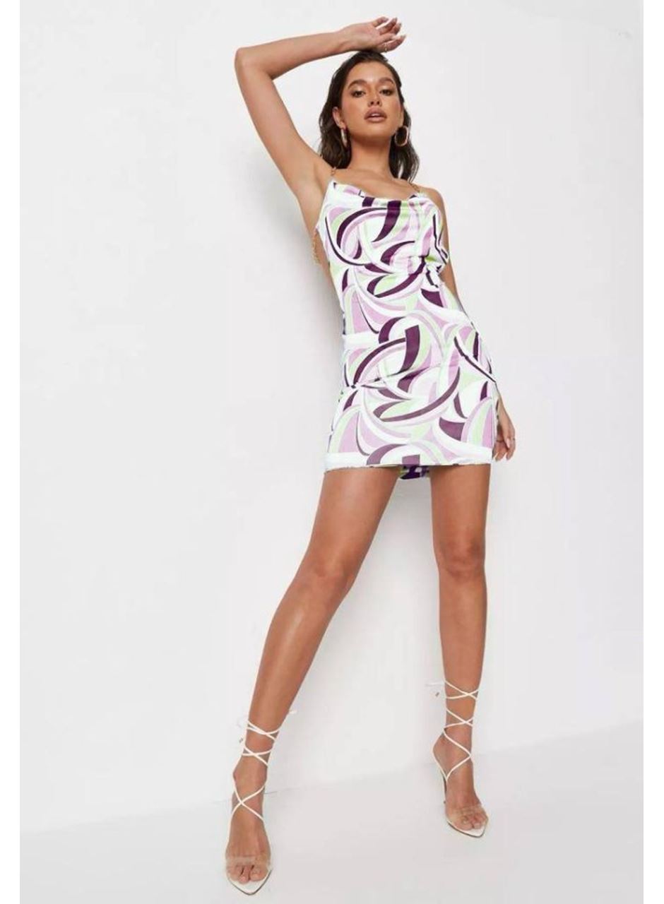 Kadın Zincir Detay Sırt Dekolteli Büzgü Detay Fırsat ürün Mini Elbise