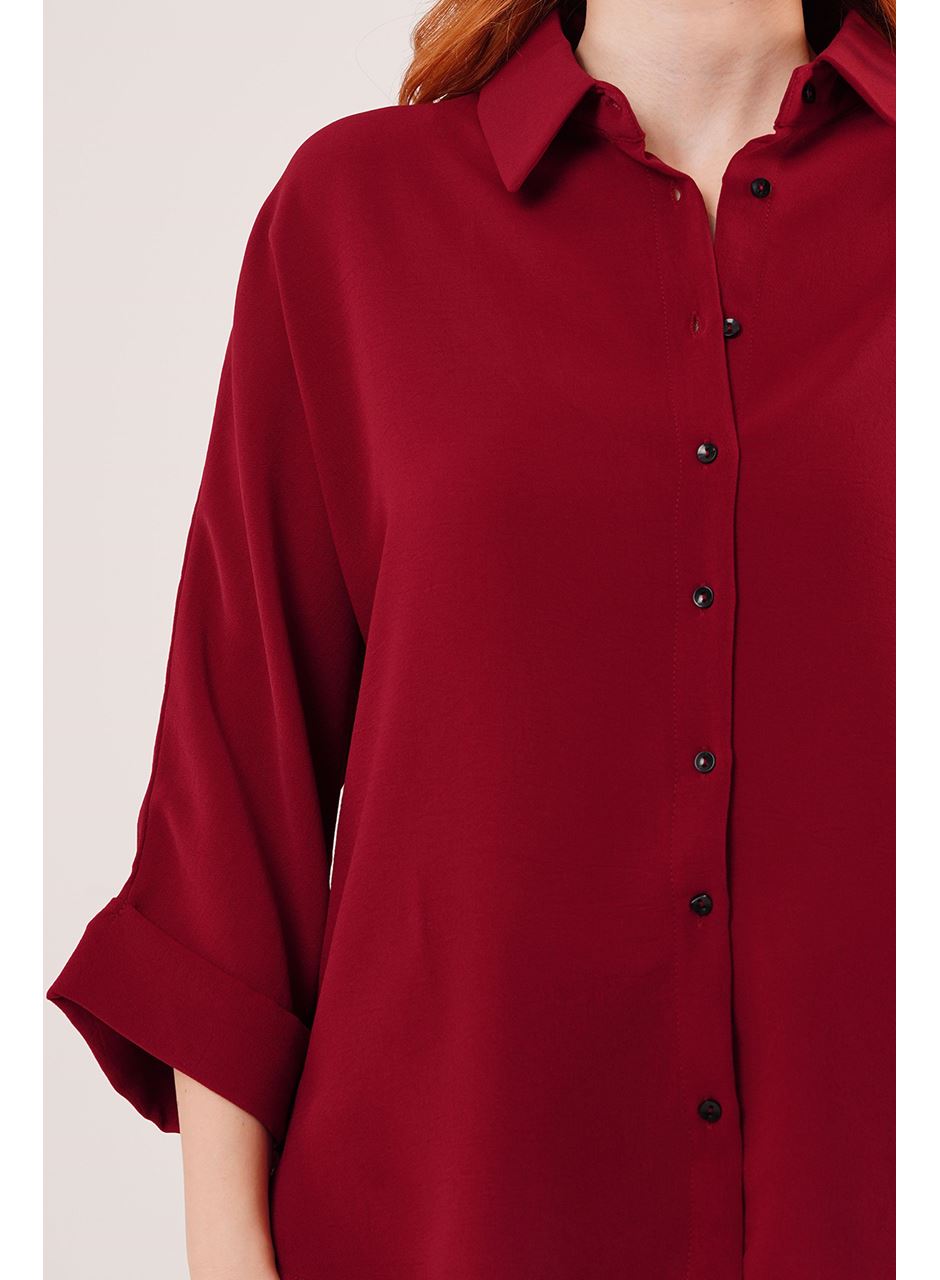 Yarasa Kol Rahat Kalıp Bordo Gömlek