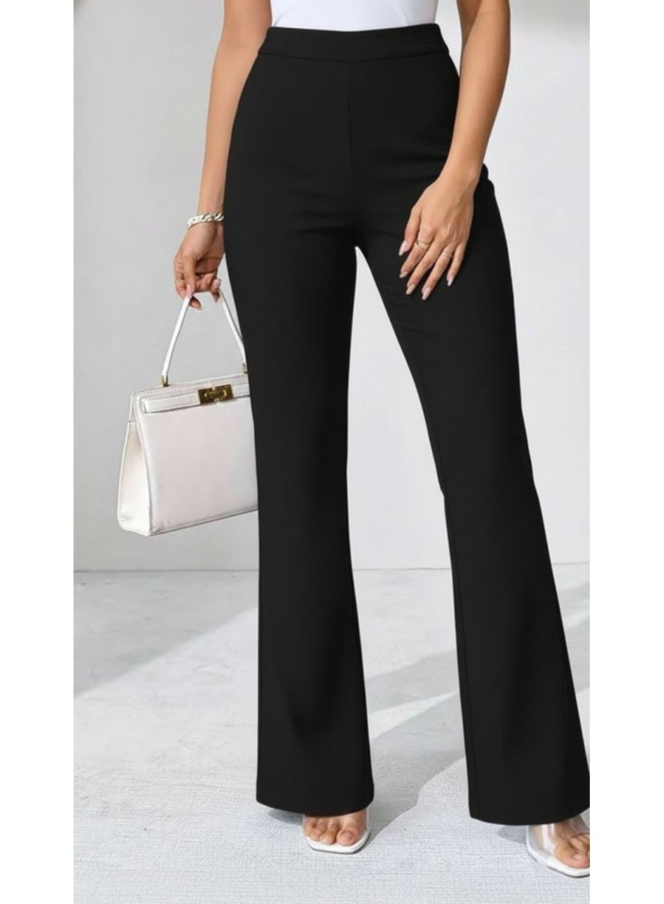 Kadın Yüksek Bel Paçaya Doğru Geniş Dalgıç Pantolon