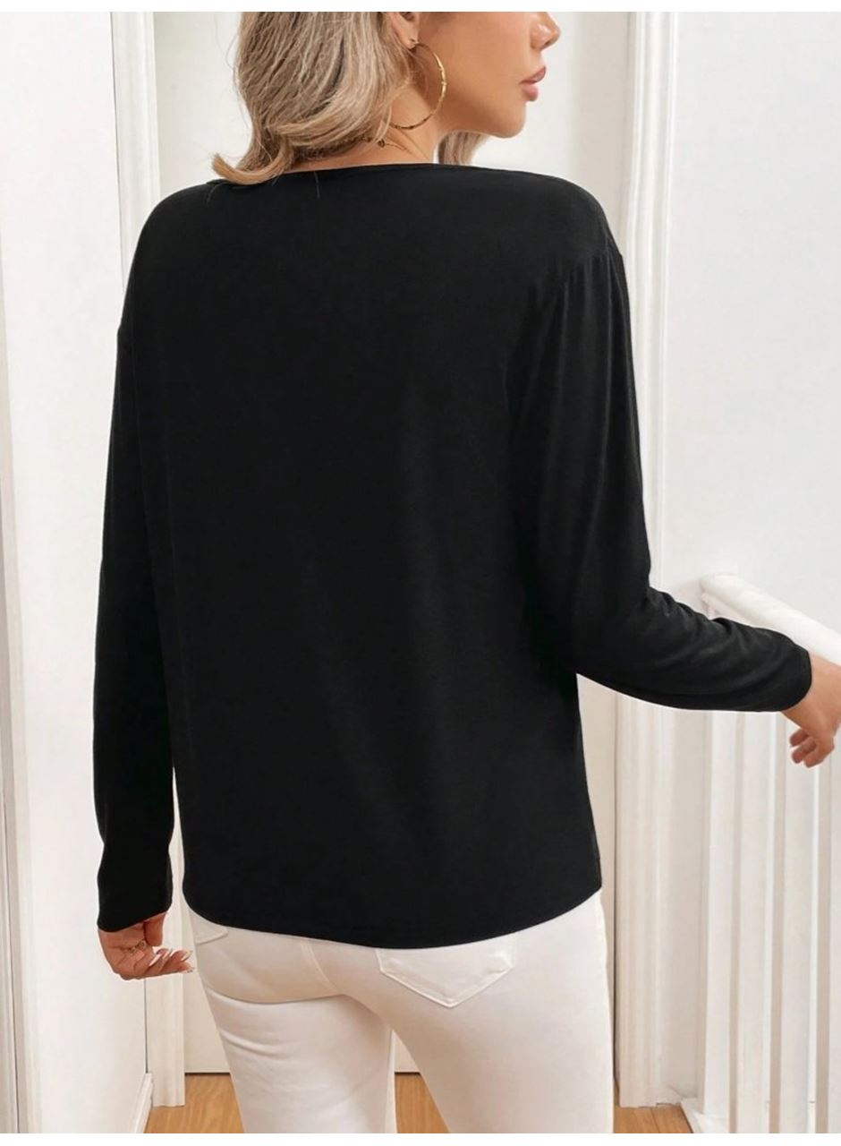 Kadın Uzun Kollu V Yakalı Viskon Iki Iplik Bluz