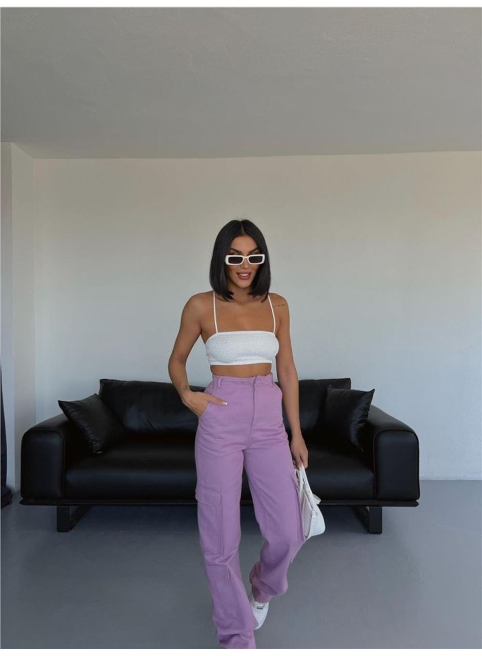 KARGO PANTOLON - Lila