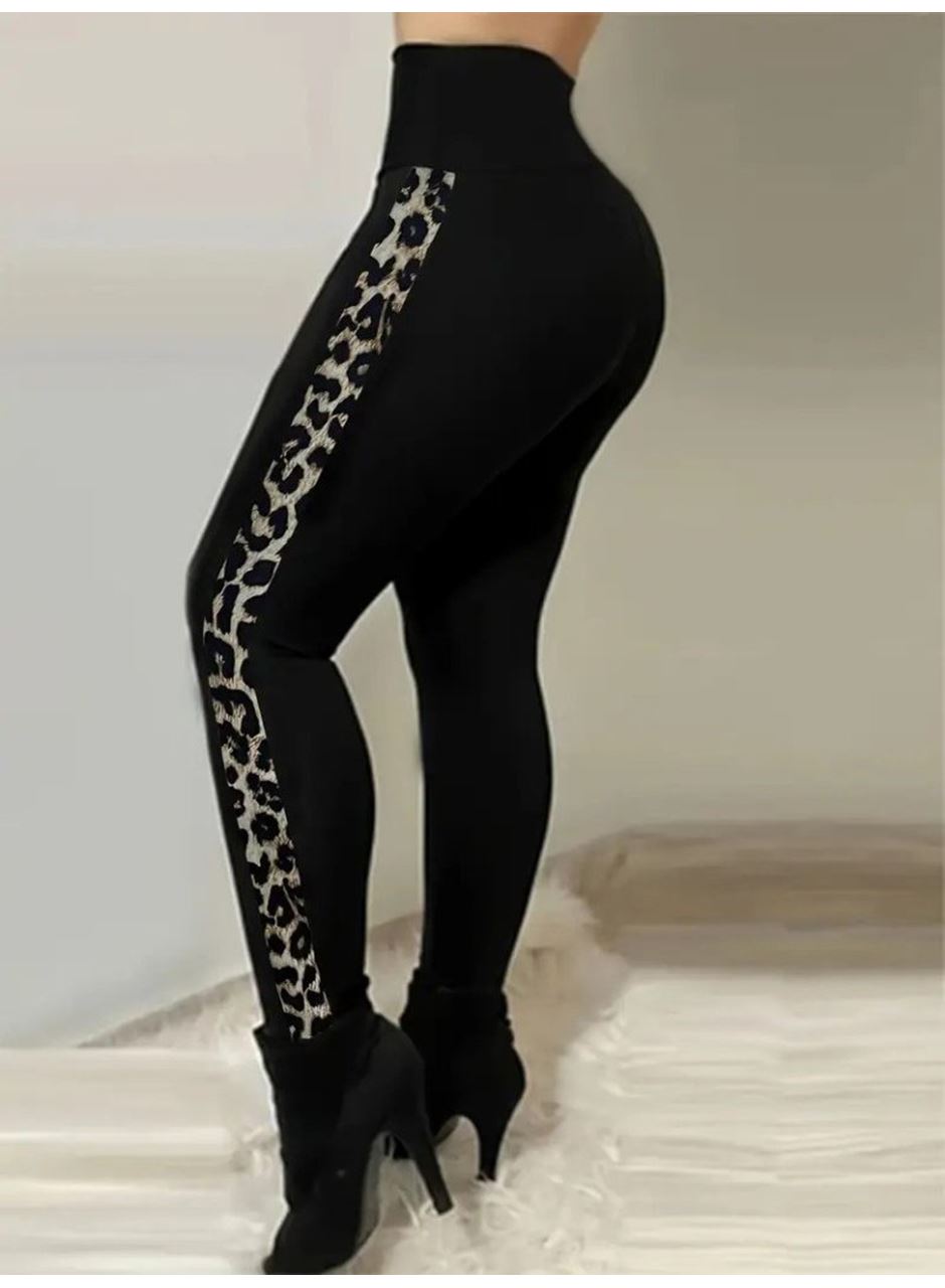 Kadın Yüksek Bel Yan şerit Detaylı Dalgıç Tayt