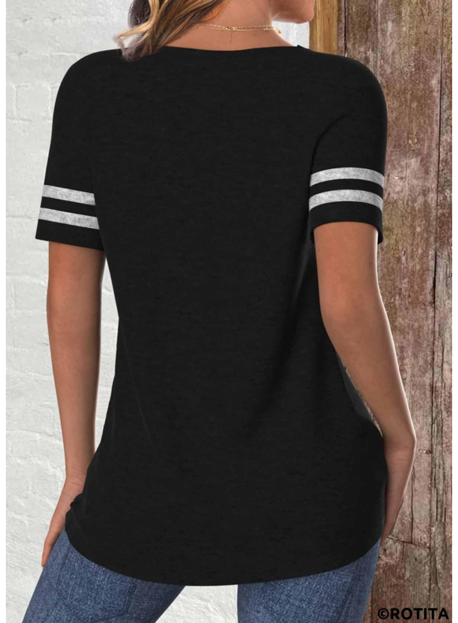 Kadın Kısa Kollu Bisiklet Yaka çift Renkli Viskon Bluz