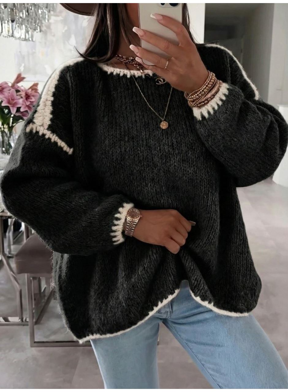 Kadın Uzun Kollu Kayık Yaka Triko Bluz