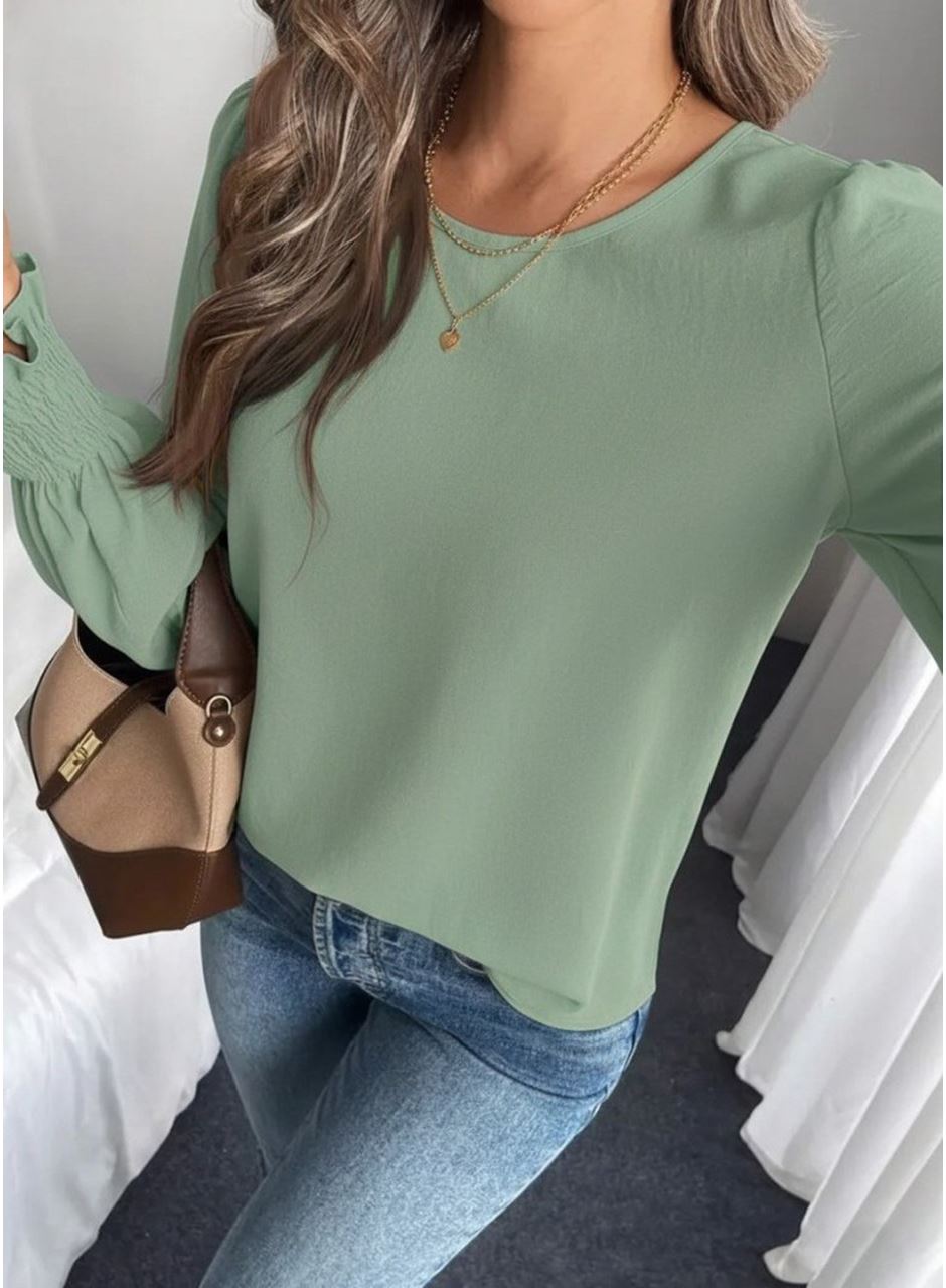 Kadın Uzun Kollu Yuvarlak Yaka Aerobin Bluz