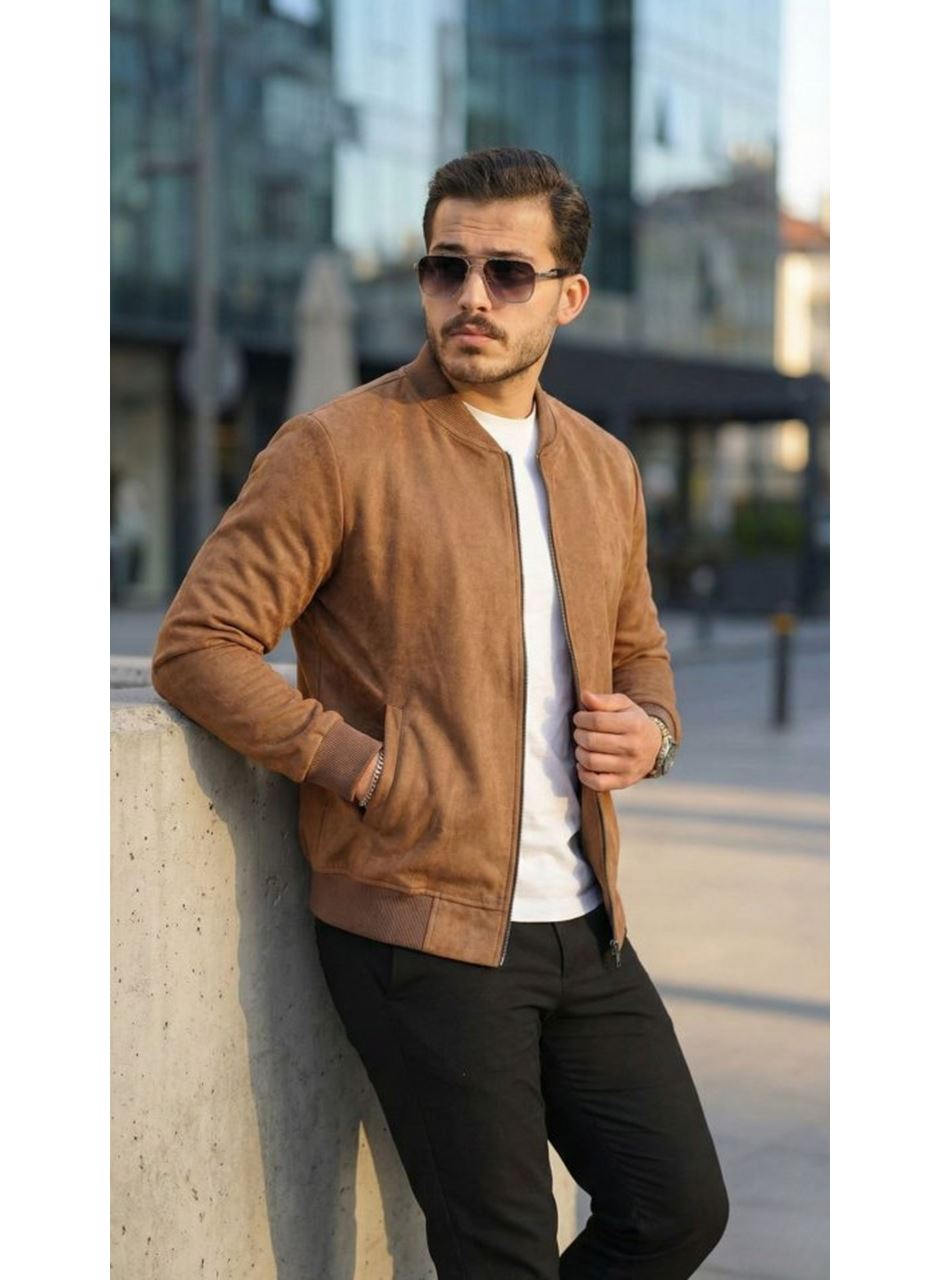 Erkek Scuba Süet Kumaş Bomber Hırka