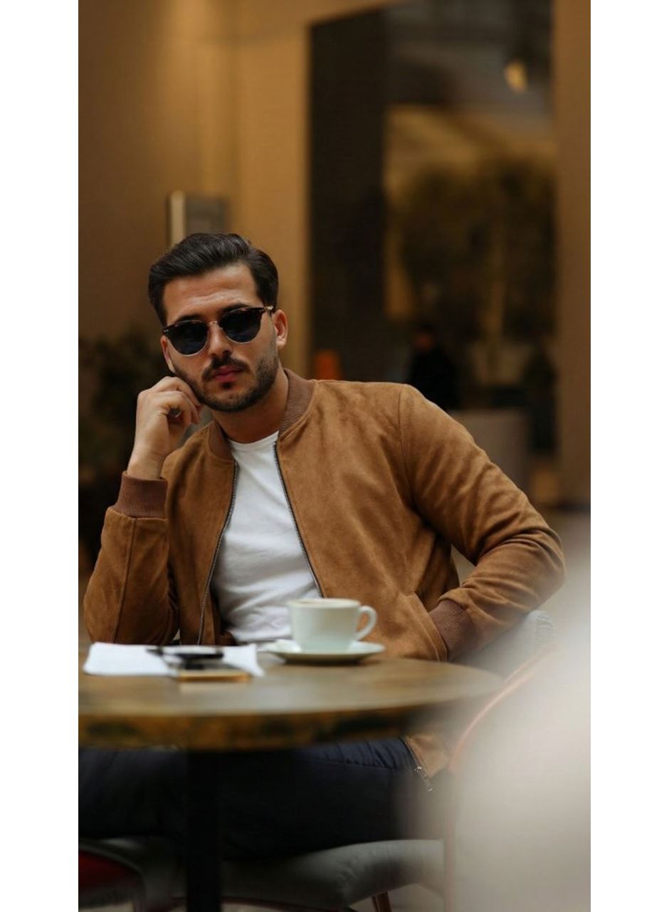 Erkek Scuba Süet Kumaş Bomber Hırka