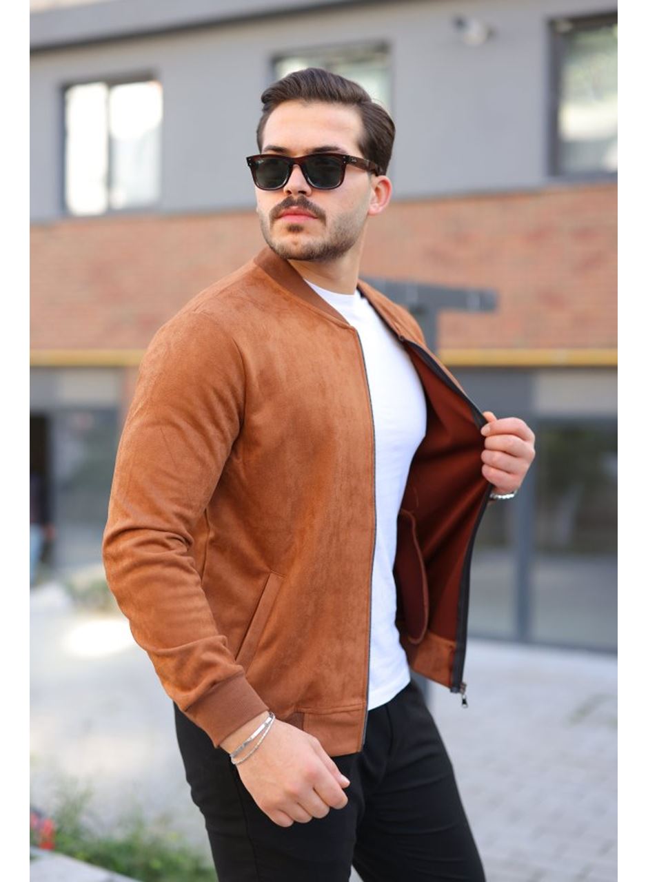 Erkek Scuba Süet Kumaş Bomber Hırka