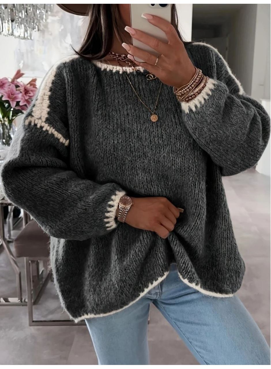 Kadın Uzun Kollu Kayık Yaka Triko Bluz