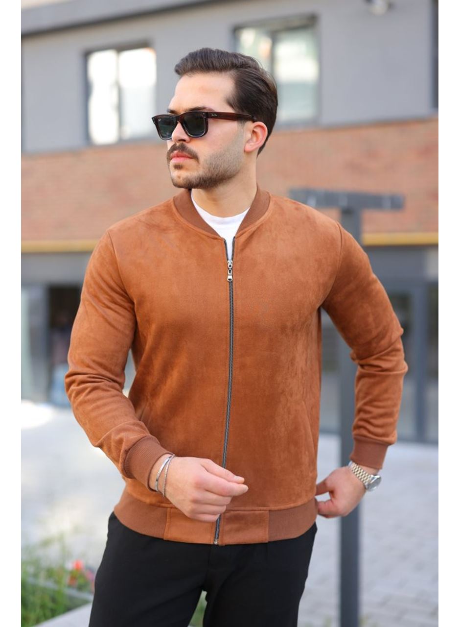 Erkek Scuba Süet Kumaş Bomber Hırka