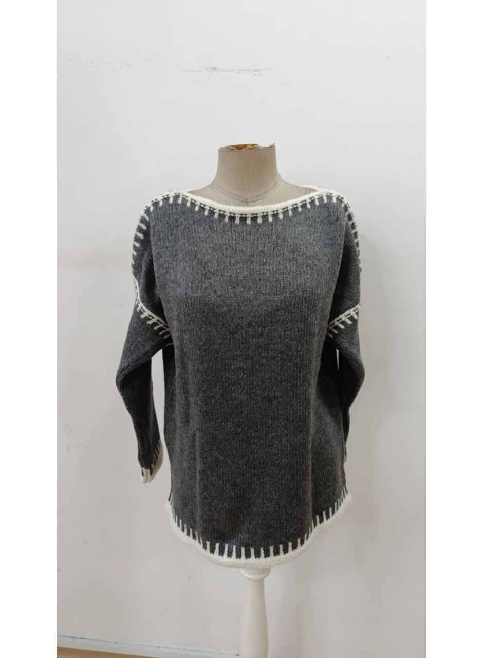 Kadın Uzun Kollu Kayık Yaka Triko Bluz