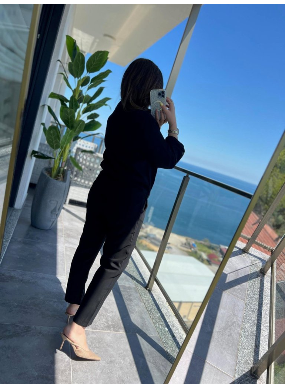 Kadın Uzun Kollu önden Fermuarlı Modal Ceket Ve Pantolon Ikili Takım