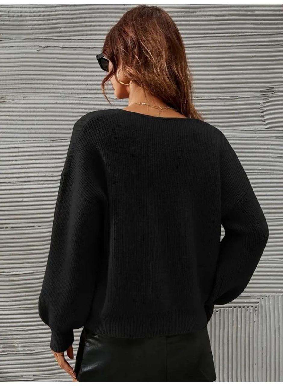 Kadın Uzun Kollu V Yakalı Triko Bluz
