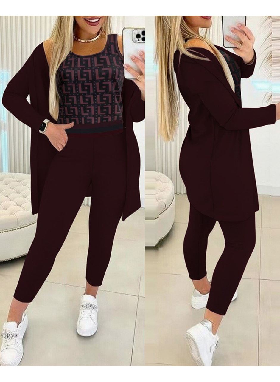 Kadın Uzun Kollu Krep üçlü Takım