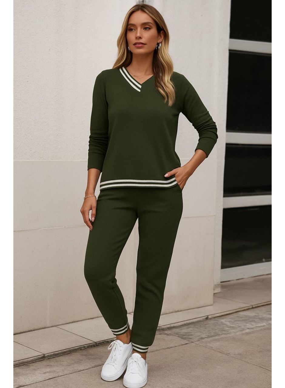 Kadın Uzun Kollu Ribana Detay Viskon Iki Iplik Ikili Takım