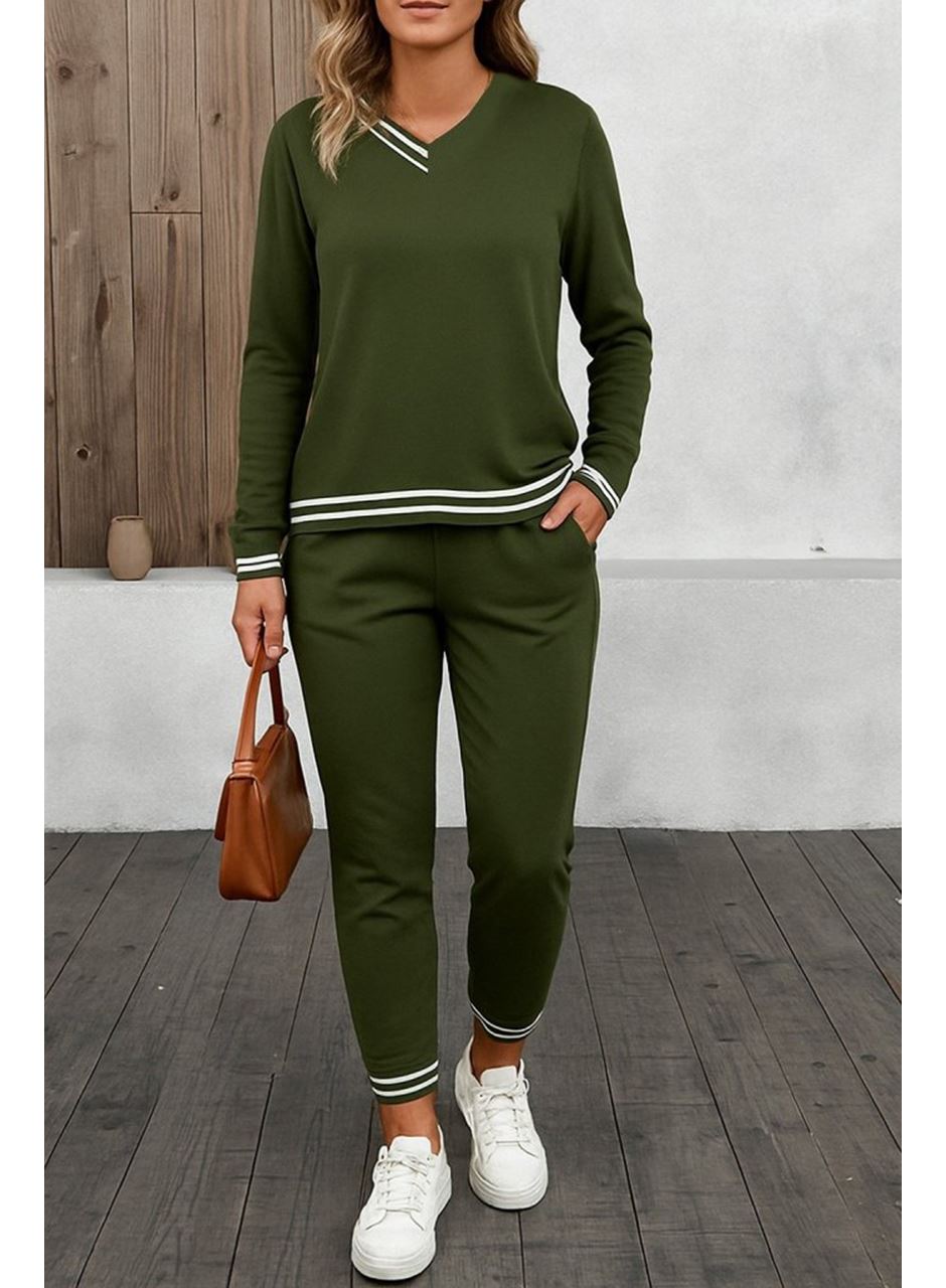 Kadın Uzun Kollu Ribana Detay Viskon Iki Iplik Ikili Takım