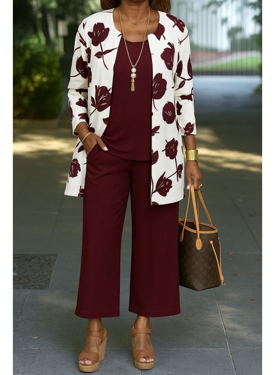 Kadın Uzun Kollu önü Açık Modal Ceket Kolsuz Viskon Iki Iplik Bluz Ve Pantolon üçlü Takım