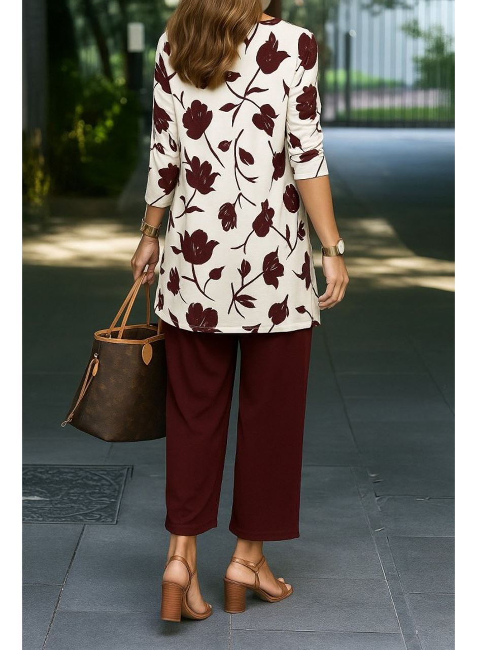 Kadın Uzun Kollu önü Açık Modal Ceket Kolsuz Viskon Iki Iplik Bluz Ve Pantolon üçlü Takım