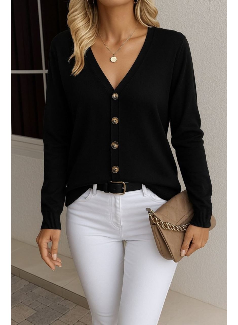 Kasın Uzun Kollu önü Düğmeli Kısa Hırka