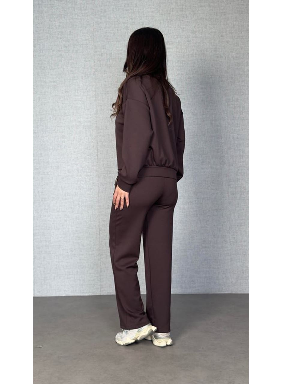 Kadın Uzun Kollu Bisiklet Yaka Viskon Iki Iplik Bluz Ve Pantolon Ikili Takım